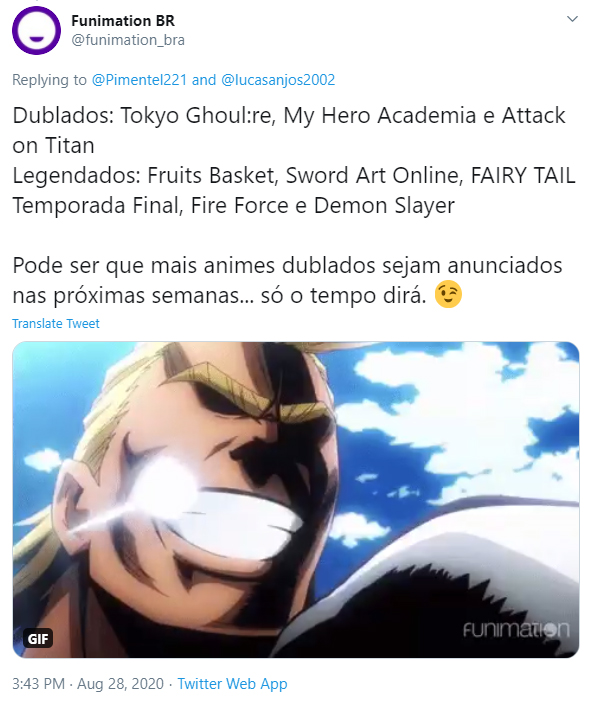 Boku no Hero Academia DUBLADO na Funimation Brasil - Anime My hero academia  esta sendo dublado 