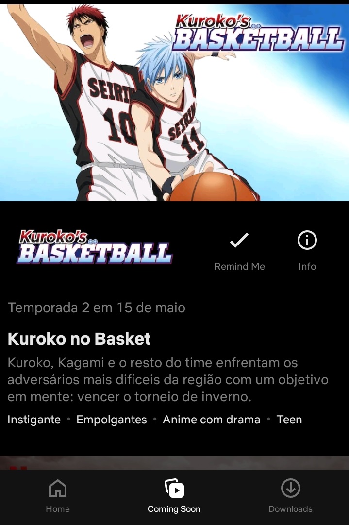 2ª temporada de Kuroko no Basket chega à Netflix