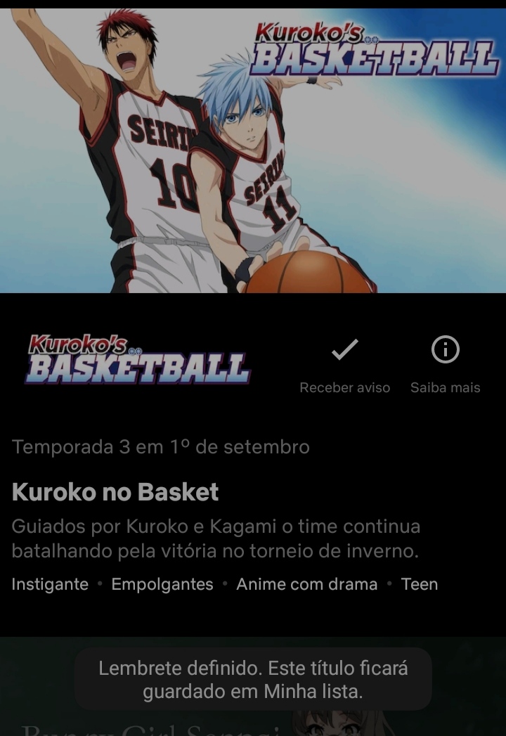 Kuroko no Basket 3, todos os ep, legendado e dublado
