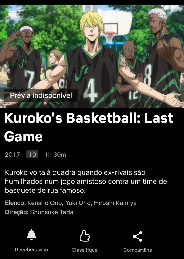 Filme de 'Kuroko no Basket' lucra mais de 27 milhões de reais