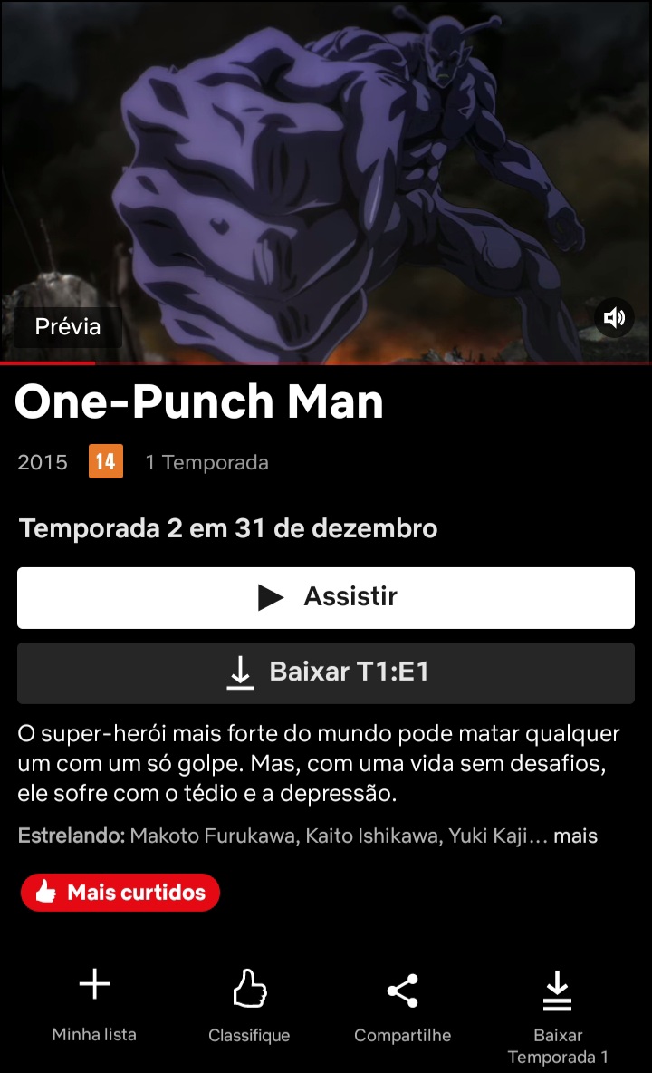 One Punch Man Série - onde assistir grátis