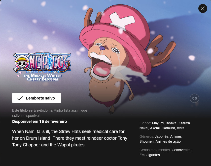 One Piece: Film Z' estreia dublado na Netflix